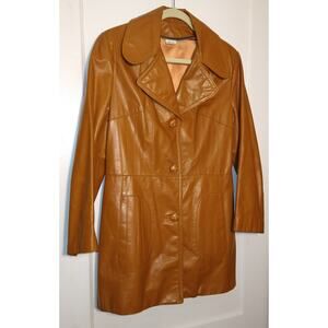 1970's Tan Camel leather Jacket w/ lining